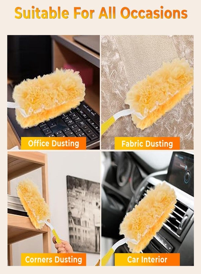 MAXOSHINE Microfiber Feather Duster with 5 Replaceable Refills-Multipurpose Dusting Brush with Bendable Head Ideal for Cleaning Home Car Blinds Furniture Hard-to-Reach Areas Yellow, 13 inches - Image 4